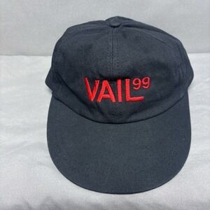 Vintage Vail 99 Strap Back Hat Merkley Alpine World Ski Championships Black